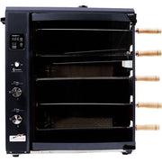 Brazilian Flame - Gas Rotisserie Brazilian Grill, 5 Skewer Unit, Upper Tray INCLUDED - Black-United Backyard