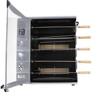 Brazilian Flame - Gas Rotisserie Brazilian Grill, 5 Skewer Unit, Upper Tray INCLUDED - Silver-United Backyard