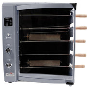 Brazilian Flame - Gas Rotisserie Brazilian Grill, 5 Skewer Unit, Upper Tray INCLUDED - Silver-United Backyard