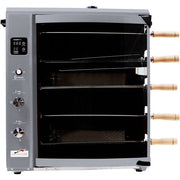 Brazilian Flame - Gas Rotisserie Brazilian Grill, 5 Skewer Unit, Upper Tray INCLUDED - Silver-United Backyard