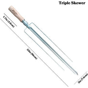 Brazilian Flame - Triple Skewer For Large Meats Including Whole Chicken - Stainless-United Backyard