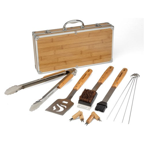 Cuisinart Grill - 13 Pc Bamboo BBQ Grilling Tool Set w/Storage Case-United Backyard