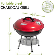 Cuisinart Grill - 14" Charcoal Grill Red/Black - Red/Black-United Backyard