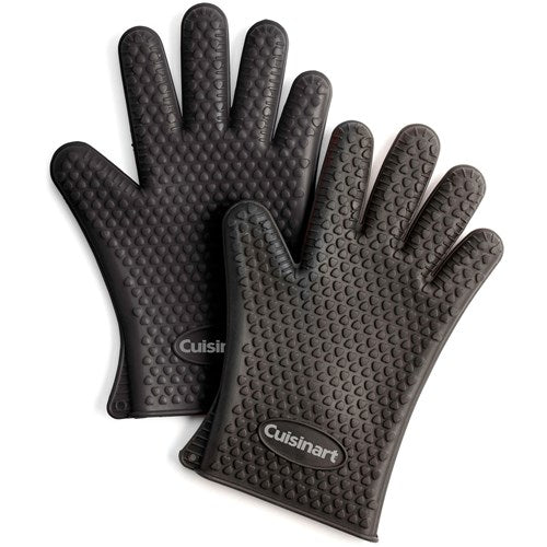 Cuisinart Grill - 2 Pc Heat Resistant Silicone Gloves, Resistant to 425 F, Ambidextrous - Black-United Backyard