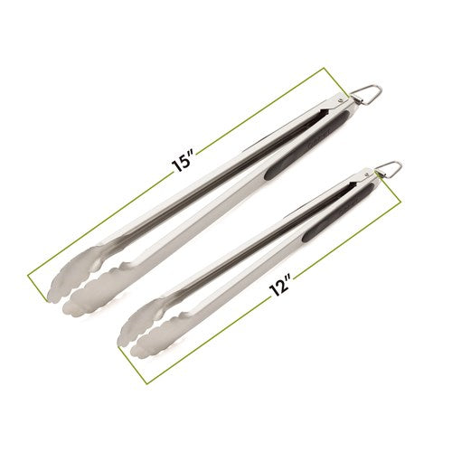 Cuisinart Grill - 2 Pc Locking Grill Tongs Set, 15" and 13"-United Backyard