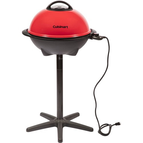 Cuisinart Grill - 2-in-1 Outdoor Portable Electric Grill w/Stand, 240 Sq In Surface, 120V - Red/Black-United Backyard