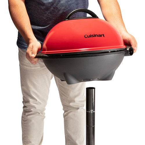 Cuisinart Grill - 2-in-1 Outdoor Portable Electric Grill w/Stand, 240 Sq In Surface, 120V - Red/Black-United Backyard