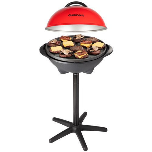 Cuisinart Grill - 2-in-1 Outdoor Portable Electric Grill w/Stand, 240 Sq In Surface, 120V - Red/Black-United Backyard