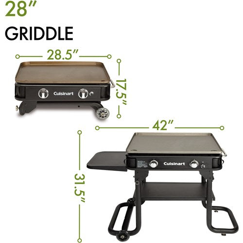 Cuisinart Grill - 28" Outdoor Gas Griddle, 644 Sq. Inches of Flat Top Cooking, Folds - Black-United Backyard