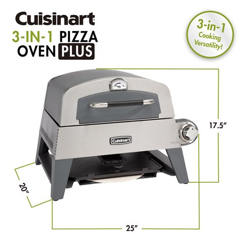 Cuisinart Grill - 3 in 1 Outdoor Pizza Oven/Griddle/Grill, 15, 000 BTU, Accessories Included - Stainless-United Backyard