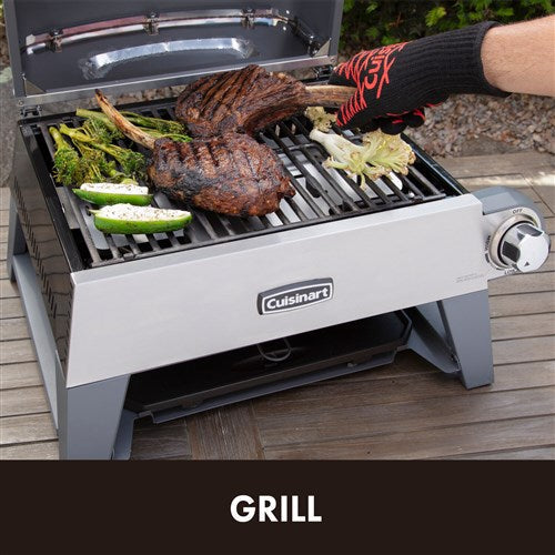 Cuisinart Grill - 3 in 1 Outdoor Pizza Oven/Griddle/Grill, 15, 000 BTU, Accessories Included - Stainless-United Backyard