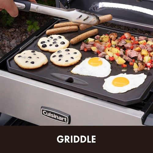 Cuisinart Grill - 3 in 1 Outdoor Pizza Oven/Griddle/Grill, 15, 000 BTU, Accessories Included - Stainless-United Backyard