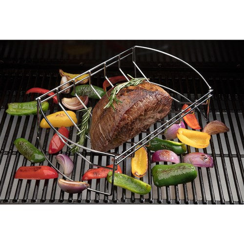 Cuisinart Grill - 4-in-1 BBQ Rack With Basket and Wing Rack - Stainless Steel-United Backyard