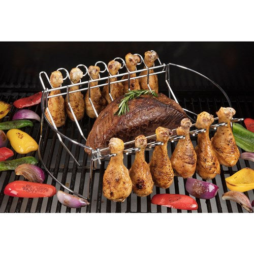 Cuisinart Grill - 4-in-1 BBQ Rack With Basket and Wing Rack - Stainless Steel-United Backyard