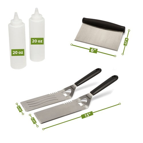 Cuisinart Grill - 7 Pc Griddlin Kit Includes 2 Spatulas, 2 Squirt Bottles, 2 Egg Rings, Scrape-United Backyard