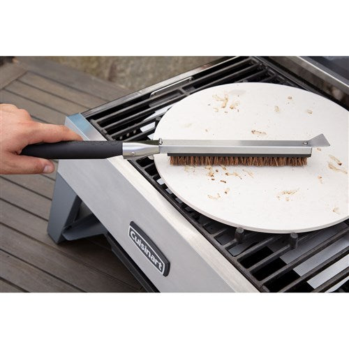 Cuisinart Grill - Alfrescamore Stone Cleaning Brush 18", Rubber Grip, Hook to Store-United Backyard