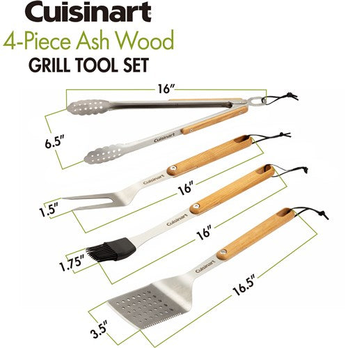 Cuisinart Grill - Ash BBQ Toolset 4 Piece, Wood is Sealed-United Backyard