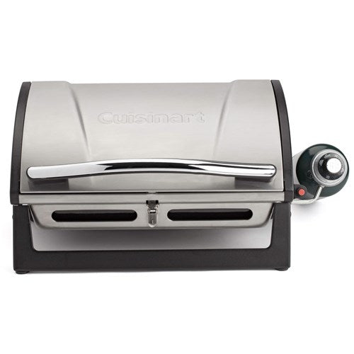 Cuisinart Grill - Grillster Portable Gas Grill, 16" Diameter, Enameled Grate, Hinged Lid - Stainless-United Backyard