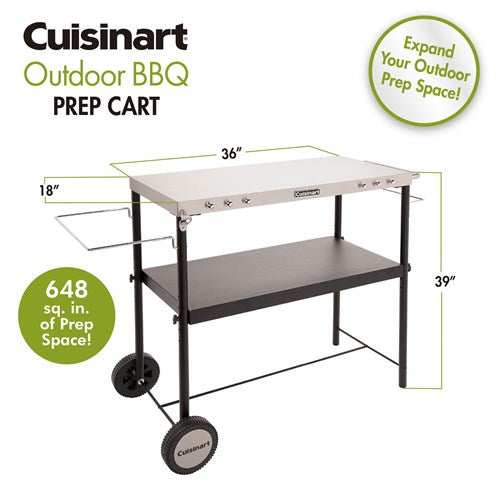 Cuisinart Grill - Outdoor BBQ Prep Table 36" x 18" Storage Shelf, Paper Towel Holder - Stainless Steel-United Backyard