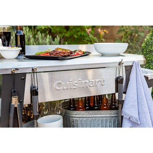 Cuisinart Grill - Outdoor Prep Table 36" x 22" Storage Shelf, Paper Towel Holder - Stainless Steel-United Backyard