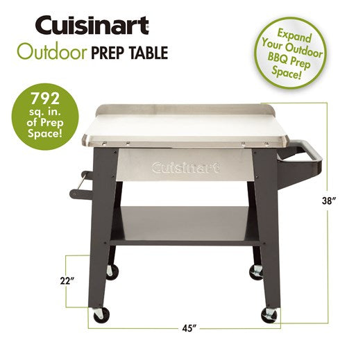 Cuisinart Grill - Outdoor Prep Table 36" x 22" Storage Shelf, Paper Towel Holder - Stainless Steel-United Backyard