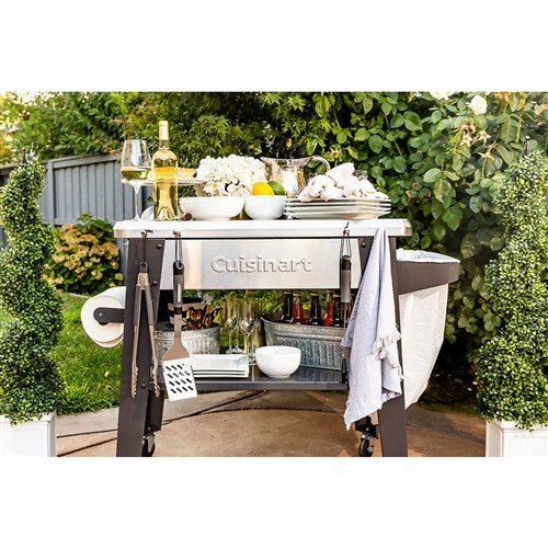 Cuisinart Grill - Outdoor Prep Table 36" x 22" Storage Shelf, Paper Towel Holder - Stainless Steel-United Backyard