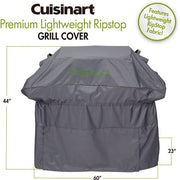 Cuisinart Grill - Premium Lightweight 60" Grill Cover, Ripstop Fabric, Drawstrings - Grey-United Backyard