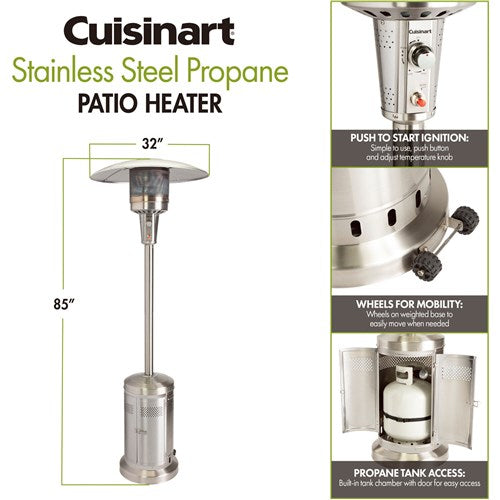 Cuisinart Grill - Propane Patio Heater, Upright - Stainless-United Backyard