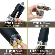 Cuisinart Grill - Salt & Pepper Gravity Mill, Adjustable Coarseness, LED light-United Backyard