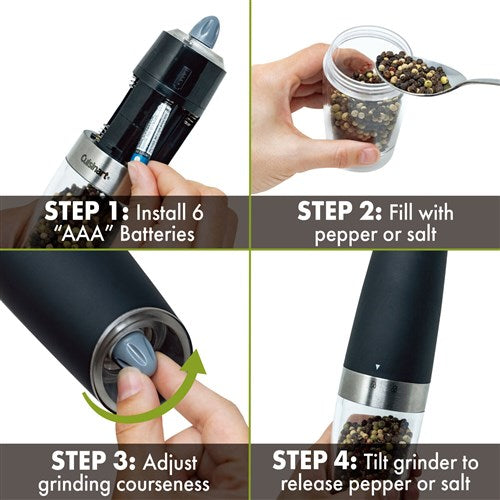 Cuisinart Grill - Salt & Pepper Gravity Mill, Adjustable Coarseness, LED light-United Backyard