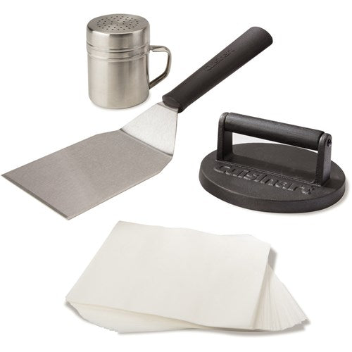 Cuisinart Grill - Smashed Burger Kit, Includes Smasher, Flipper, Seasoning Shaker, Papers-United Backyard