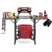 Cuisinart Grill - Take Along Grill Stand, Fold Flat, 2 Side Trays Incl 8 Tool Hooks - Black-United Backyard