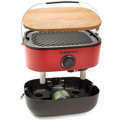 Cuisinart Grill - Venture Portable Gas Grill, 154 sq in Cooking Space, Chopping Board included - Red/Black-United Backyard