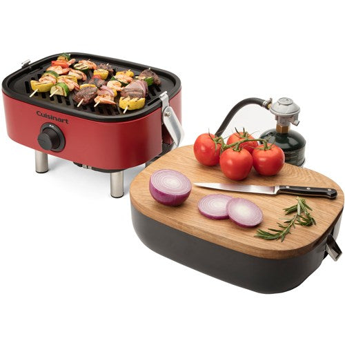Cuisinart Grill - Venture Portable Gas Grill, 154 sq in Cooking Space, Chopping Board included - Red/Black-United Backyard