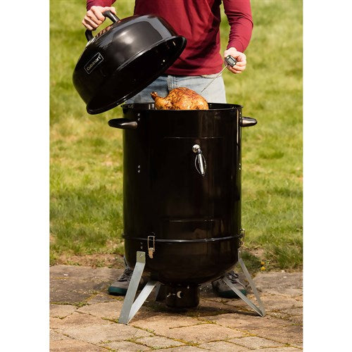 Cuisinart Grill - Vertical 18" Charcoal Smoker, Vents in Lid - Black-United Backyard