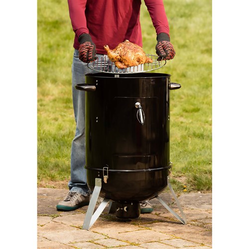 Cuisinart Grill - Vertical 18" Charcoal Smoker, Vents in Lid - Black-United Backyard