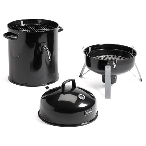 Cuisinart Grill - Vertical 18" Charcoal Smoker, Vents in Lid - Black-United Backyard