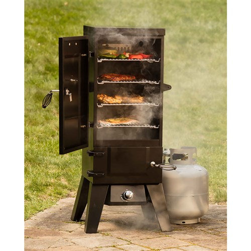 Cuisinart Grill - Vertical Propane Gas Smoker, 4 Racks, 30" Vertical Cooking Space - Black-United Backyard