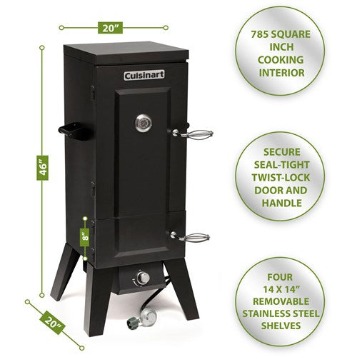 Cuisinart Grill - Vertical Propane Gas Smoker, 4 Racks, 30" Vertical Cooking Space - Black-United Backyard