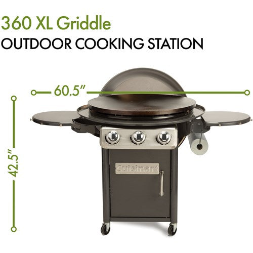 Cuisinart Grill - XL Outdoor Griddle Cooking Center, 30" Diameter, 706 Sq Inches, 360 Degrees - Black/Stainless-United Backyard