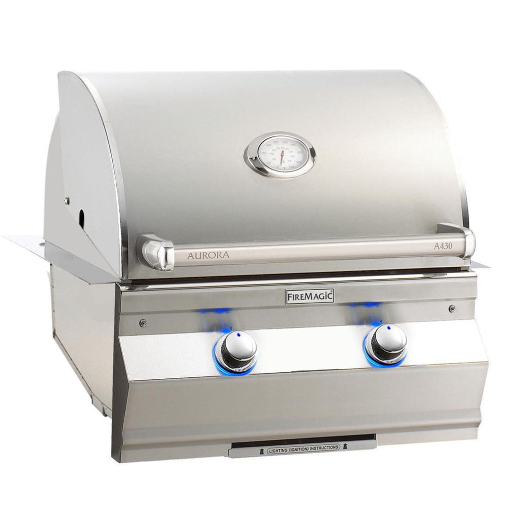 Fire Magic - 24" Aurora Built-In Grill with Analog Thermometer in Stainless Steel - Natural Gas-United Backyard