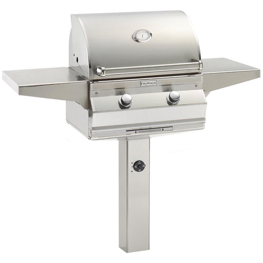 Fire Magic - 24-Inch Choice Freestanding Natural Gas Grill with Analog Thermometer On In-Ground Post-United Backyard