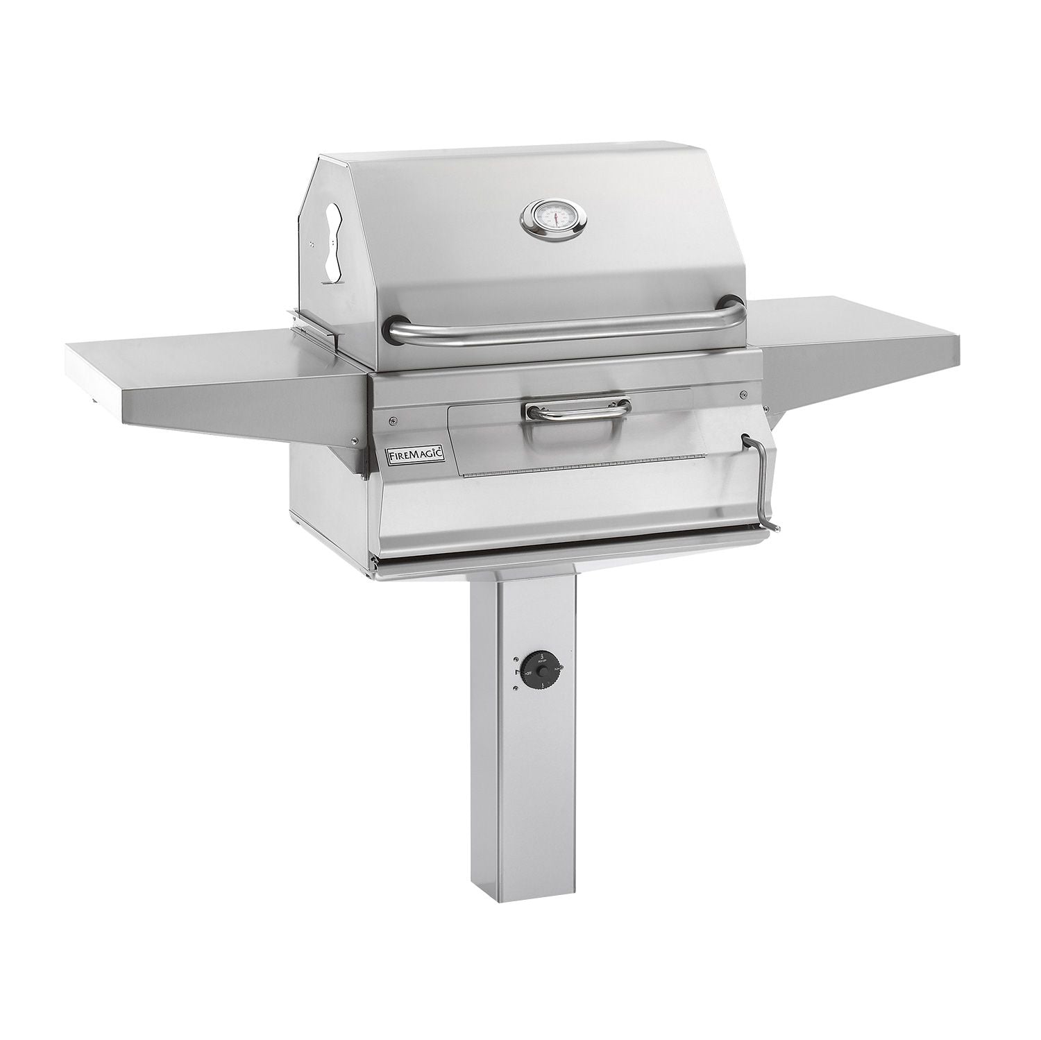 Fire Magic - 24" Legacy Freestanding Smoker Charcoal Grill On In-Ground Post in Stainless Steel-United Backyard