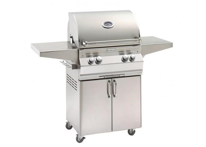 Fire Magic - Aurora 24 Inch Free-Standing Grill without Back Burner, Single Side Burner and Analog Thermometer, Liquid Propane, Infrared burner "L" Burner-United Backyard