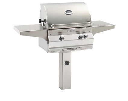 Fire Magic - Aurora 24 Inch In-Ground Post Mount Gas Grill with Analog Thermometer, Liquid Propane, Cast Stainless Steel "E"-United Backyard