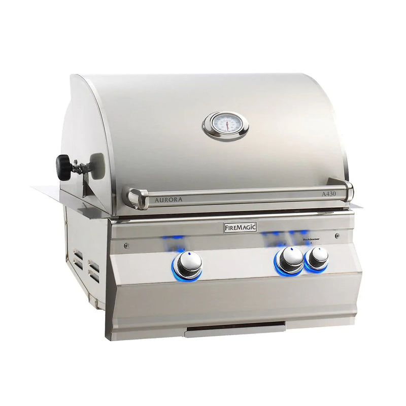 Fire Magic - Aurora A430i 24-Inch Natural Gas Built-In Grill with 1 Sear Burner and Analog Thermometer-United Backyard