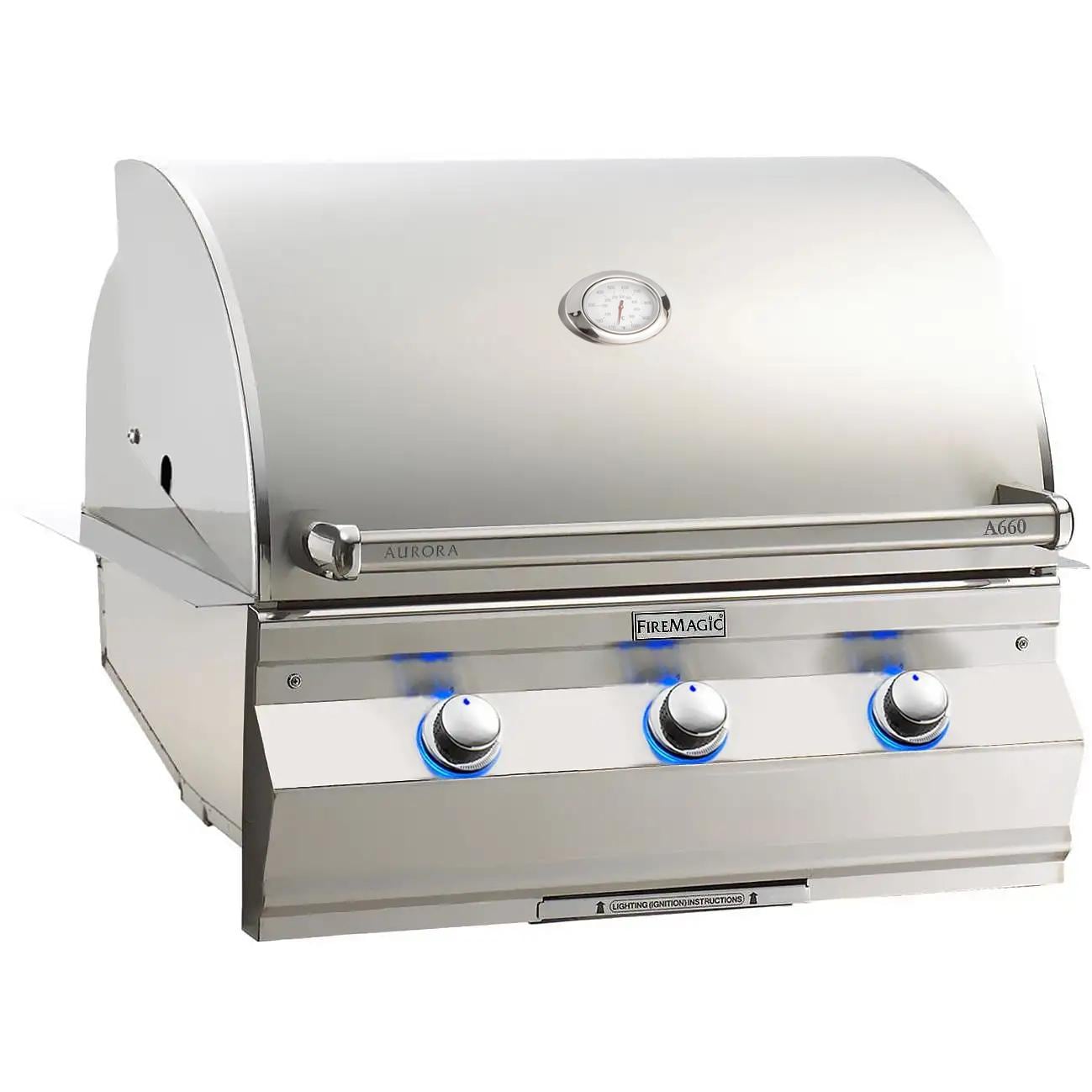 Fire Magic - Aurora A660I 30" Built-In Grill With Analog Thermometer - Natural Gas-United Backyard