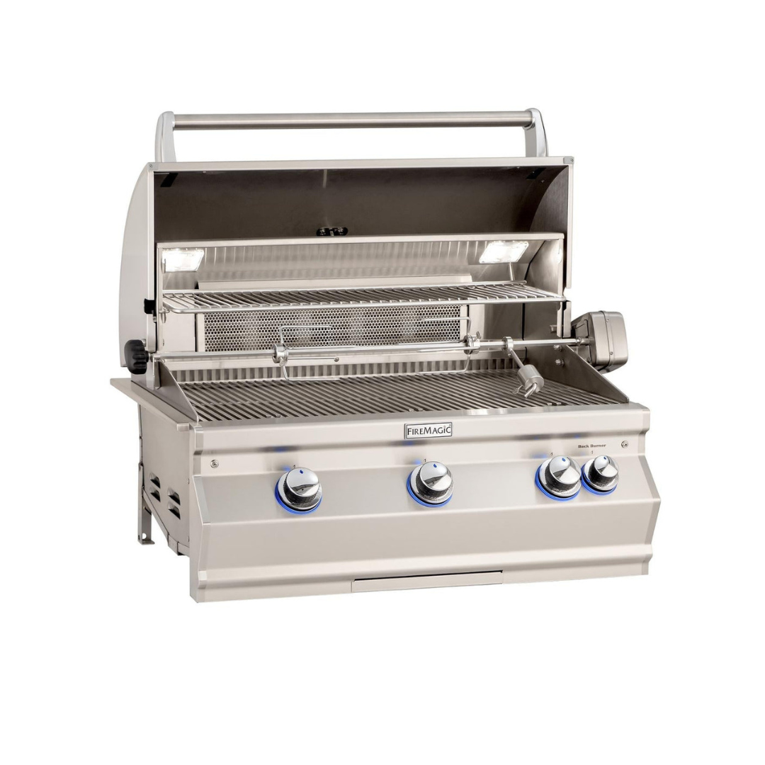 Fire Magic - Aurora A660i 30" Built-In Gas Grill With Rotisserie & Analog Thermometer - Natural Gas