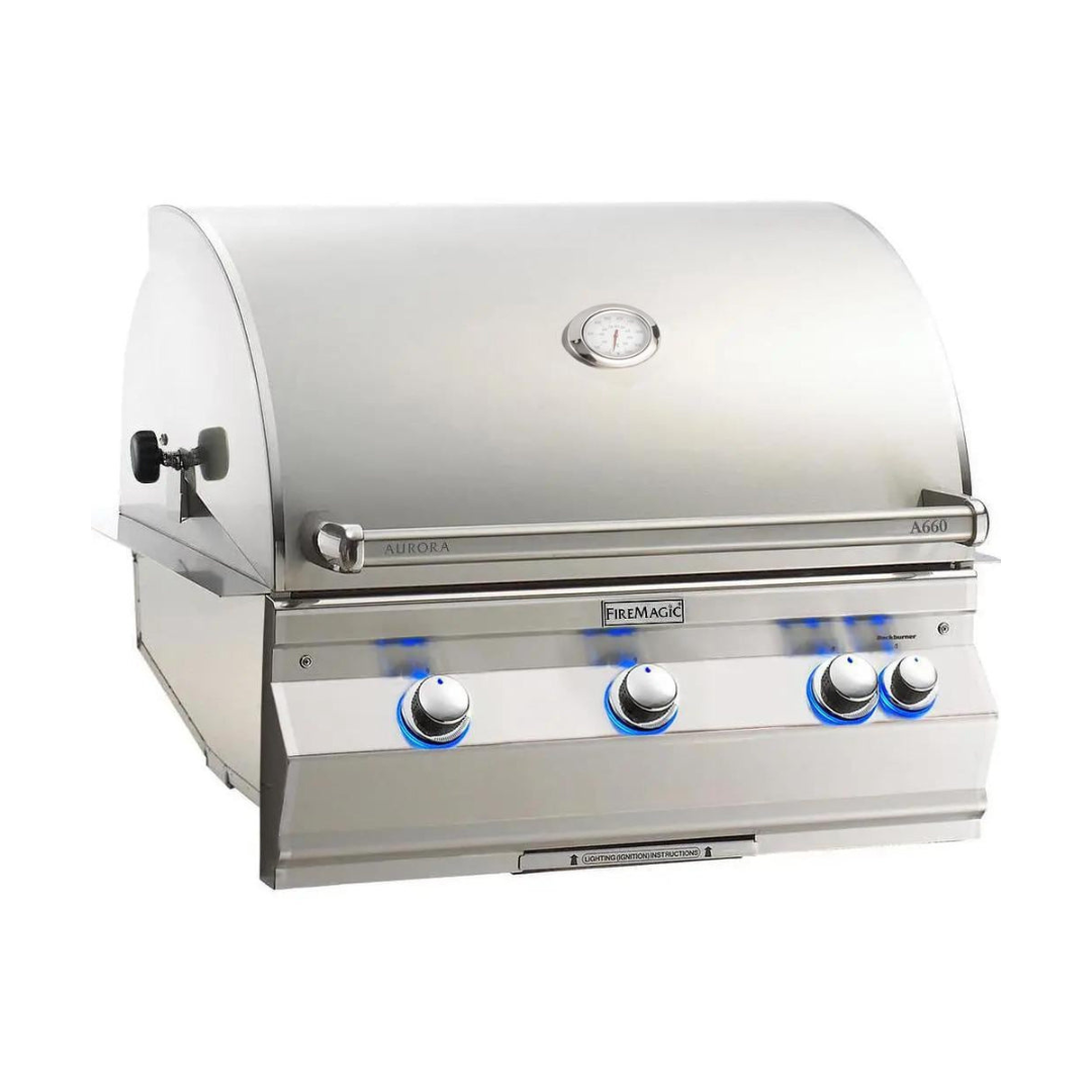 Fire Magic - Aurora A660i 30" Built-In Gas Grill With Rotisserie & Analog Thermometer - Natural Gas