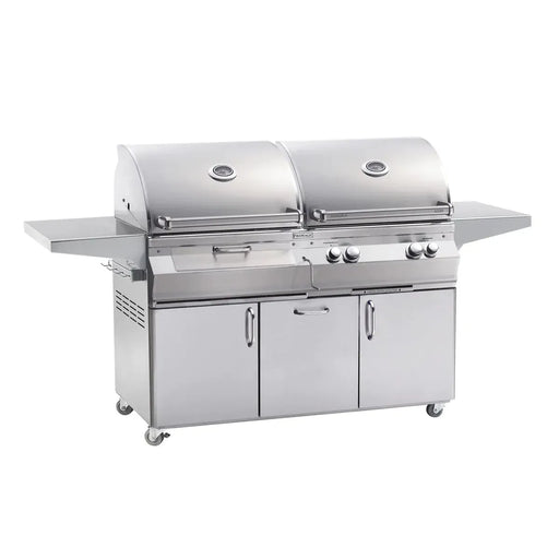 Fire Magic - Aurora A830s 46-Inch Natural Gas and Charcoal Freestanding Dual Grill with Backburner, Rotisserie Kit and Analog Thermometer-United Backyard
